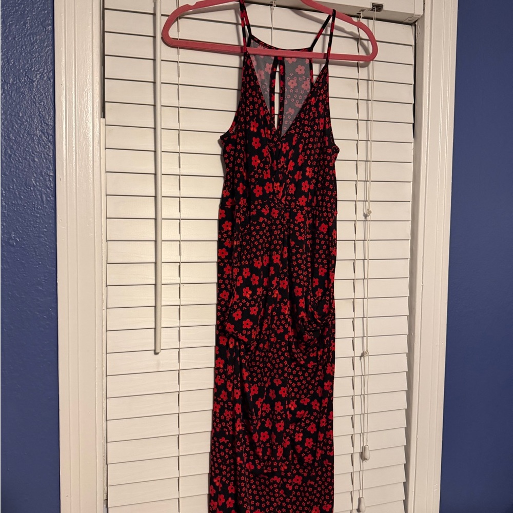 BCBGeneration Red and Black Floral Maxi Dress
